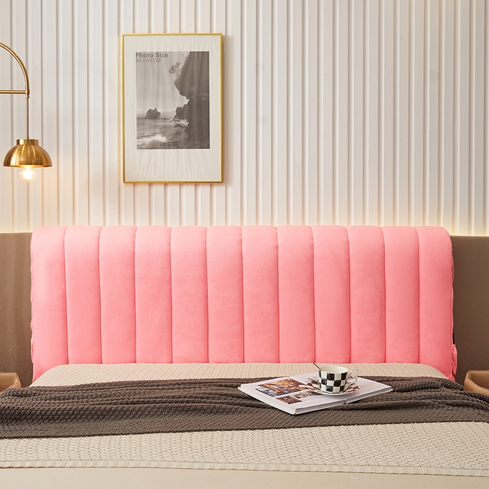 91家纺网 家纺一手货源 找家纺 情恒家纺 2026新款立体防撞双面加厚床头罩条形款 条形款 玉粉