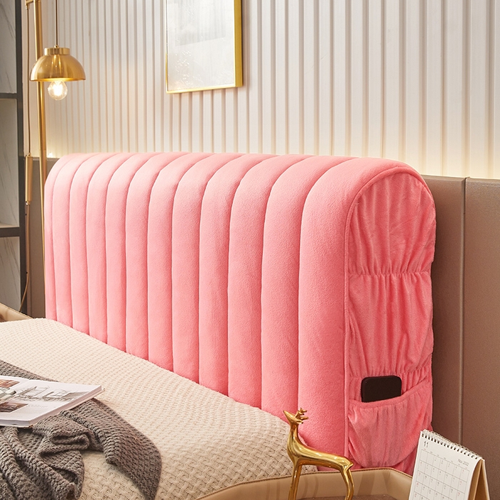 91家纺网 家纺一手货源 找家纺 情恒家纺 2026新款立体防撞双面加厚床头罩条形款 条形款 玉粉