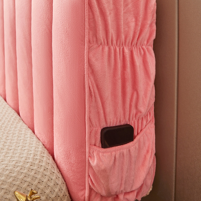 91家纺网 家纺一手货源 找家纺 情恒家纺 2026新款立体防撞双面加厚床头罩条形款 条形款 玉粉