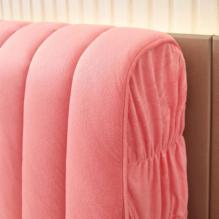 91家纺网 家纺一手货源 找家纺 情恒家纺 2026新款立体防撞双面加厚床头罩条形款 条形款 玉粉