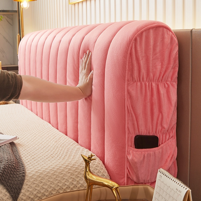 91家纺网 家纺一手货源 找家纺 情恒家纺 2026新款立体防撞双面加厚床头罩条形款 条形款 玉粉