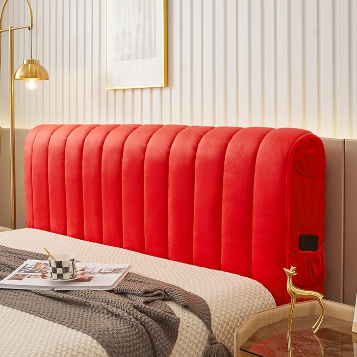 情恒家纺 2026新款立体防撞双面加厚床头罩条形款 条形款 中国红