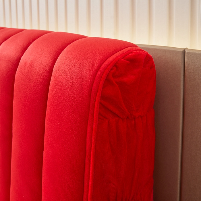 91家纺网 家纺一手货源 找家纺 情恒家纺 2026新款立体防撞双面加厚床头罩条形款 条形款 中国红