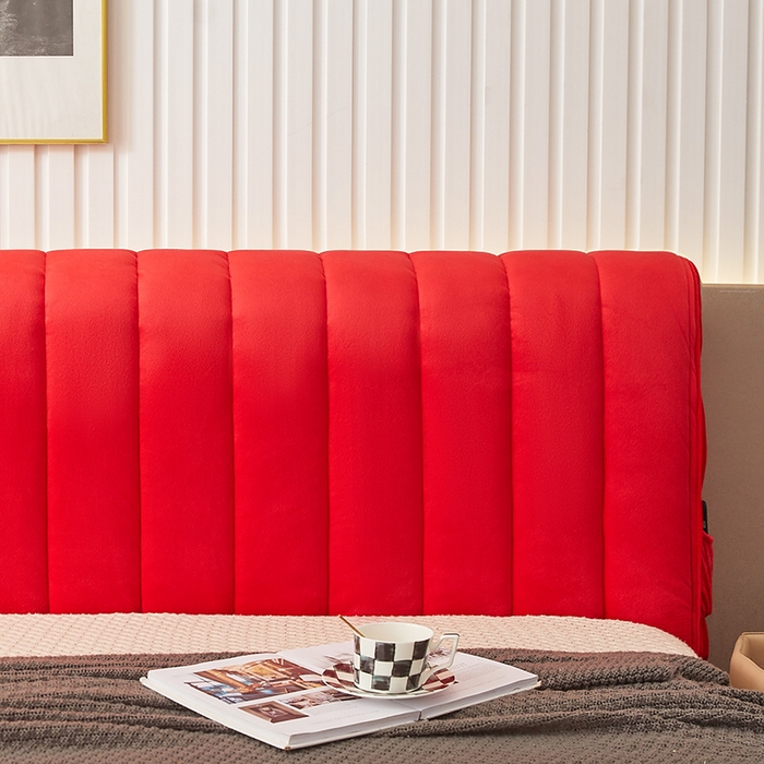 91家纺网 家纺一手货源 找家纺 情恒家纺 2026新款立体防撞双面加厚床头罩条形款 条形款 中国红