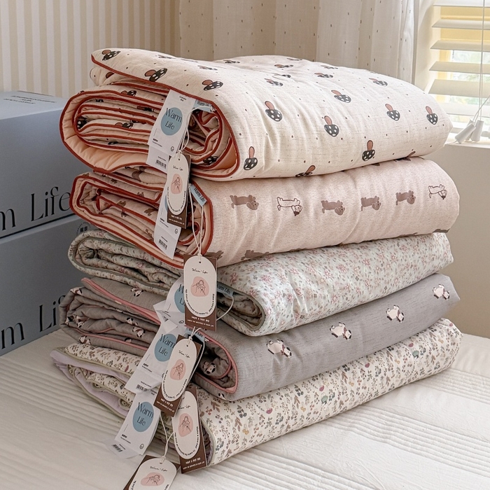 91家纺网 家纺一手货源 找家纺 暖生活 2026新款A类“冰纱”母婴级全棉纯棉双层纱夏被夏凉被空调被（礼盒包装） 组合图仅供展示不可下单