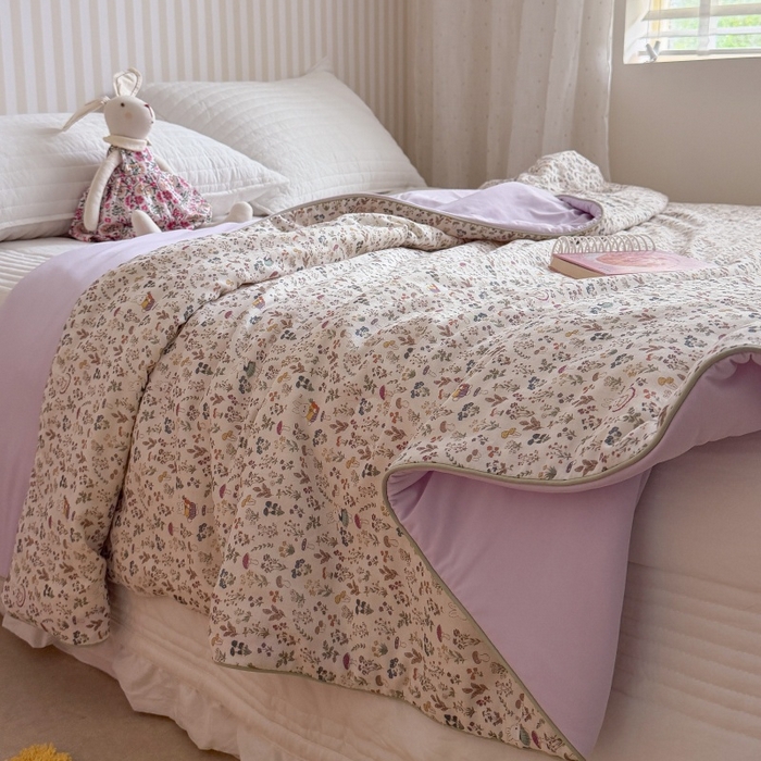 91家纺网 家纺一手货源 找家纺 暖生活 2026新款A类“冰纱”母婴级全棉纯棉双层纱夏被夏凉被空调被（礼盒包装） 春日兔语