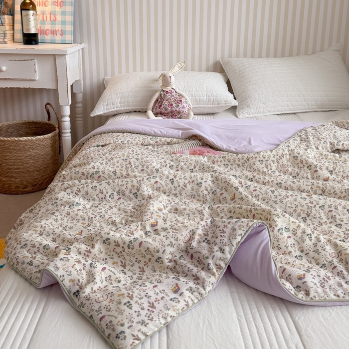 91家纺网 家纺一手货源 找家纺 暖生活 2026新款A类“冰纱”母婴级全棉纯棉双层纱夏被夏凉被空调被（礼盒包装） 春日兔语