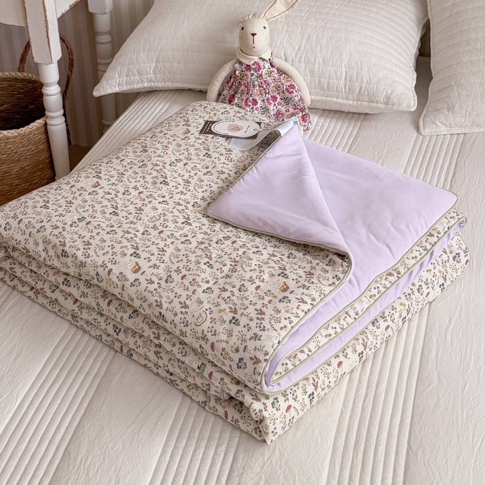 91家纺网 家纺一手货源 找家纺 暖生活 2026新款A类“冰纱”母婴级全棉纯棉双层纱夏被夏凉被空调被（礼盒包装） 春日兔语