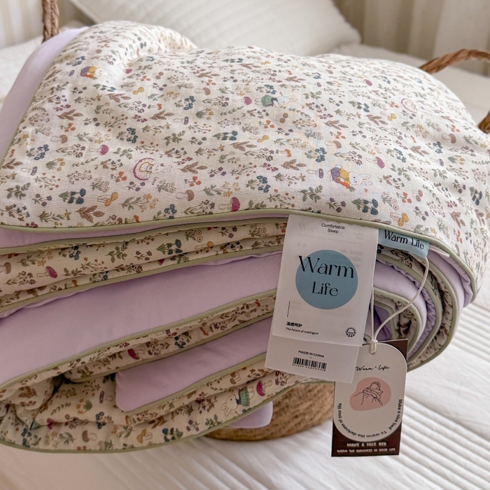 91家纺网 家纺一手货源 找家纺 暖生活 2026新款A类“冰纱”母婴级全棉纯棉双层纱夏被夏凉被空调被（礼盒包装） 春日兔语