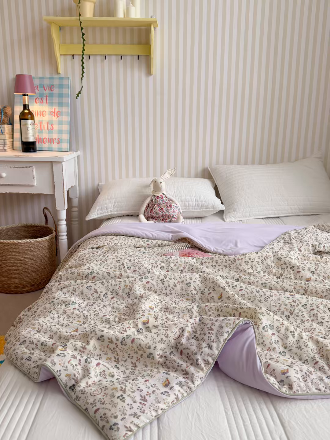 91家纺网 家纺一手货源 找家纺 暖生活 2026新款A类“冰纱”母婴级全棉纯棉双层纱夏被夏凉被空调被（礼盒包装） 春日兔语