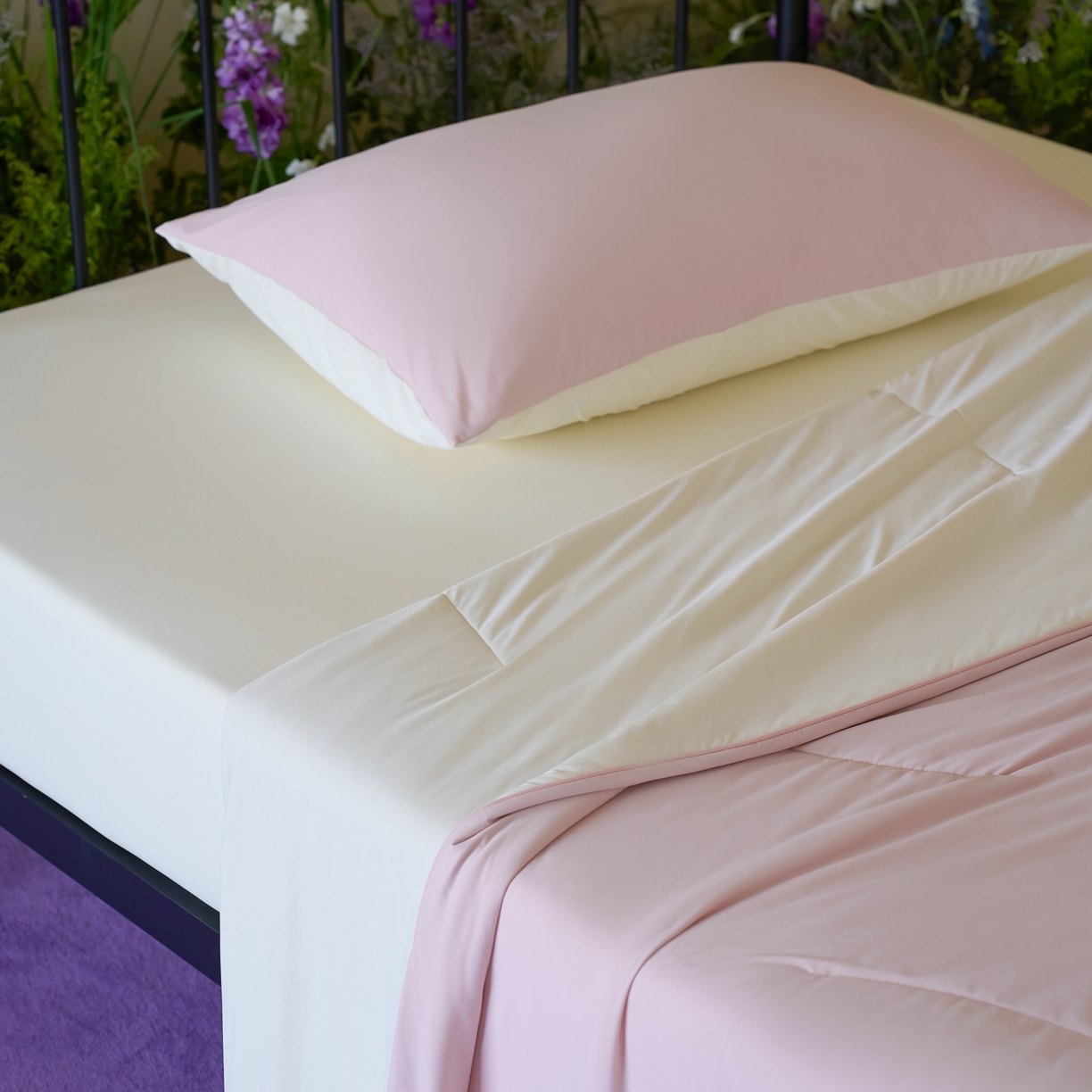 91家纺网 家纺一手货源 找家纺 觅糖家纺 2026新款甜梦薰衣草凉感夏被 贝壳粉