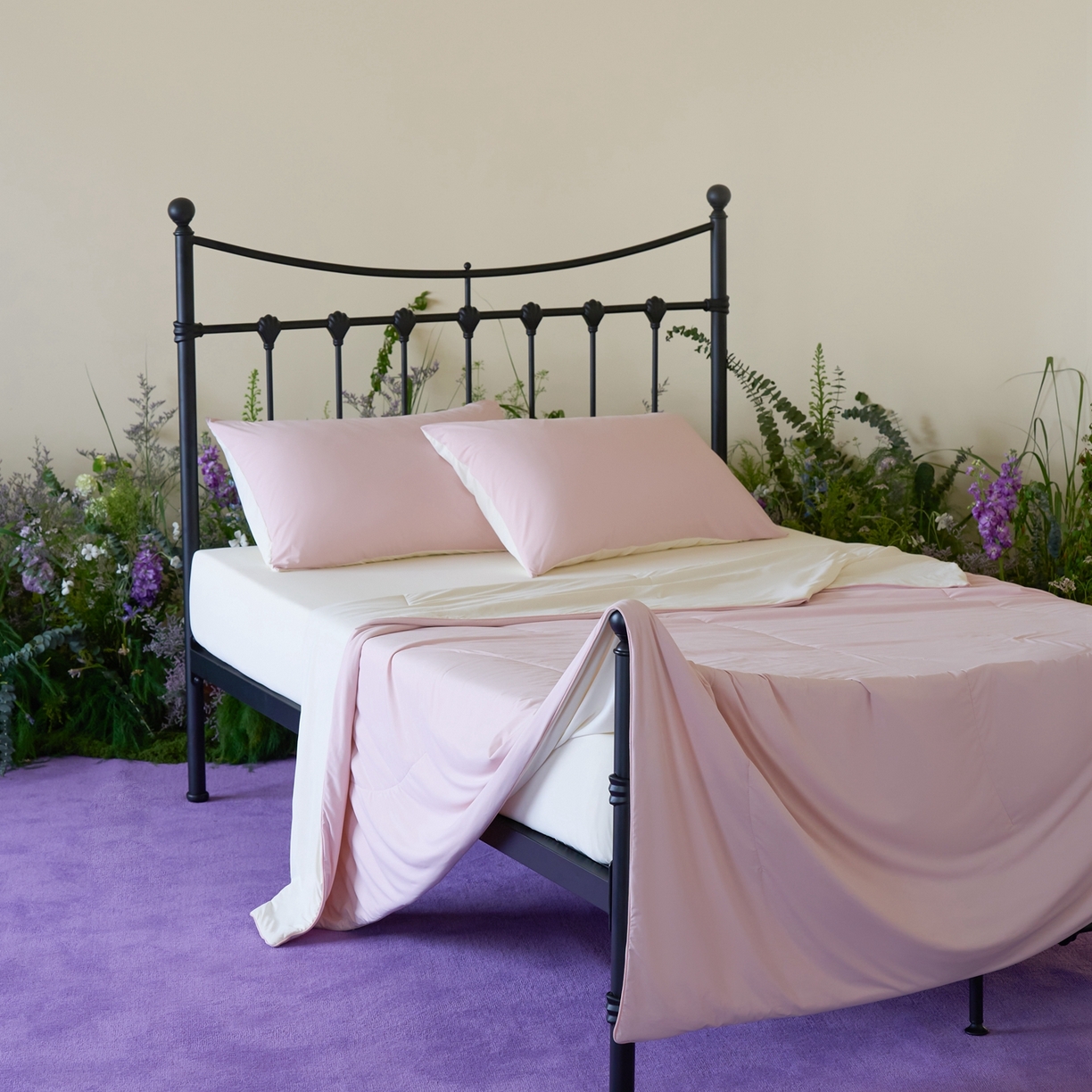 91家纺网 家纺一手货源 找家纺 觅糖家纺 2026新款甜梦薰衣草凉感夏被 贝壳粉