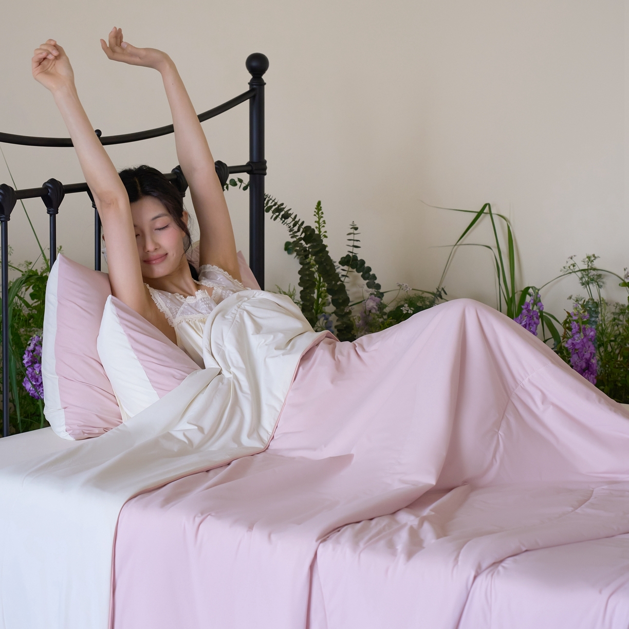 91家纺网 家纺一手货源 找家纺 觅糖家纺 2026新款甜梦薰衣草凉感夏被 贝壳粉