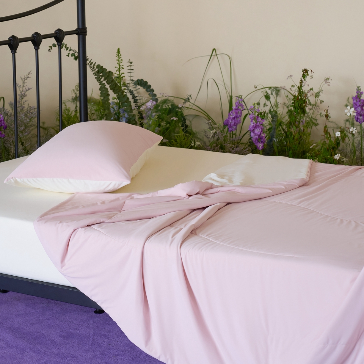 91家纺网 家纺一手货源 找家纺 觅糖家纺 2026新款甜梦薰衣草凉感夏被 贝壳粉