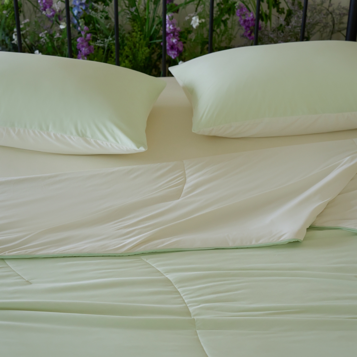 91家纺网 家纺一手货源 找家纺 觅糖家纺 2026新款甜梦薰衣草凉感夏被 奶豆绿