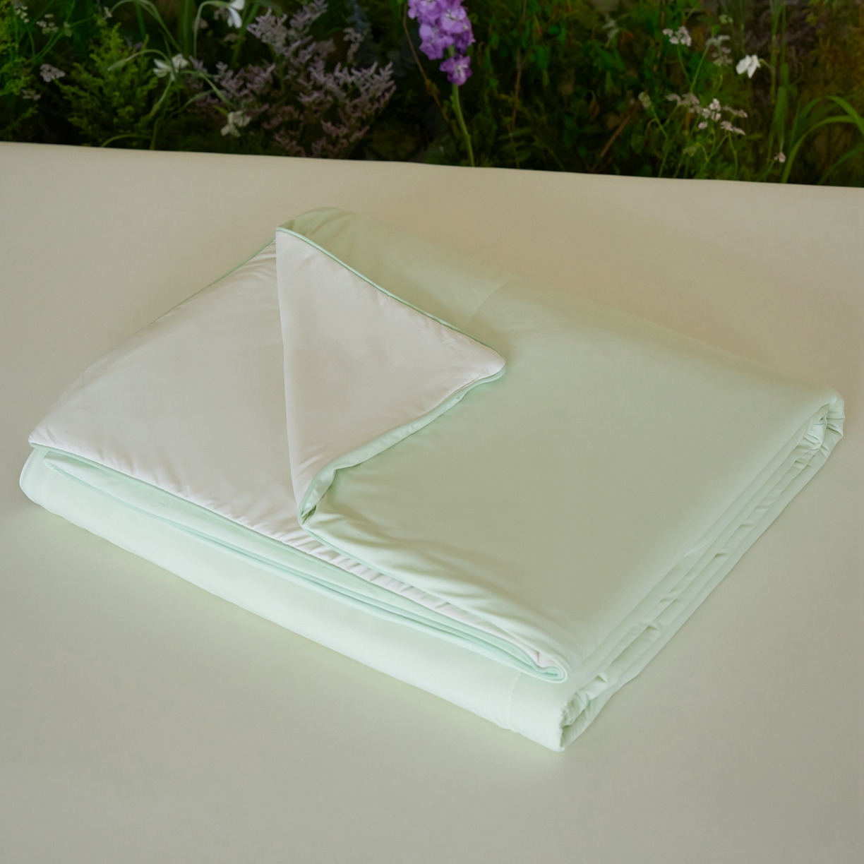 91家纺网 家纺一手货源 找家纺 觅糖家纺 2026新款甜梦薰衣草凉感夏被 奶豆绿