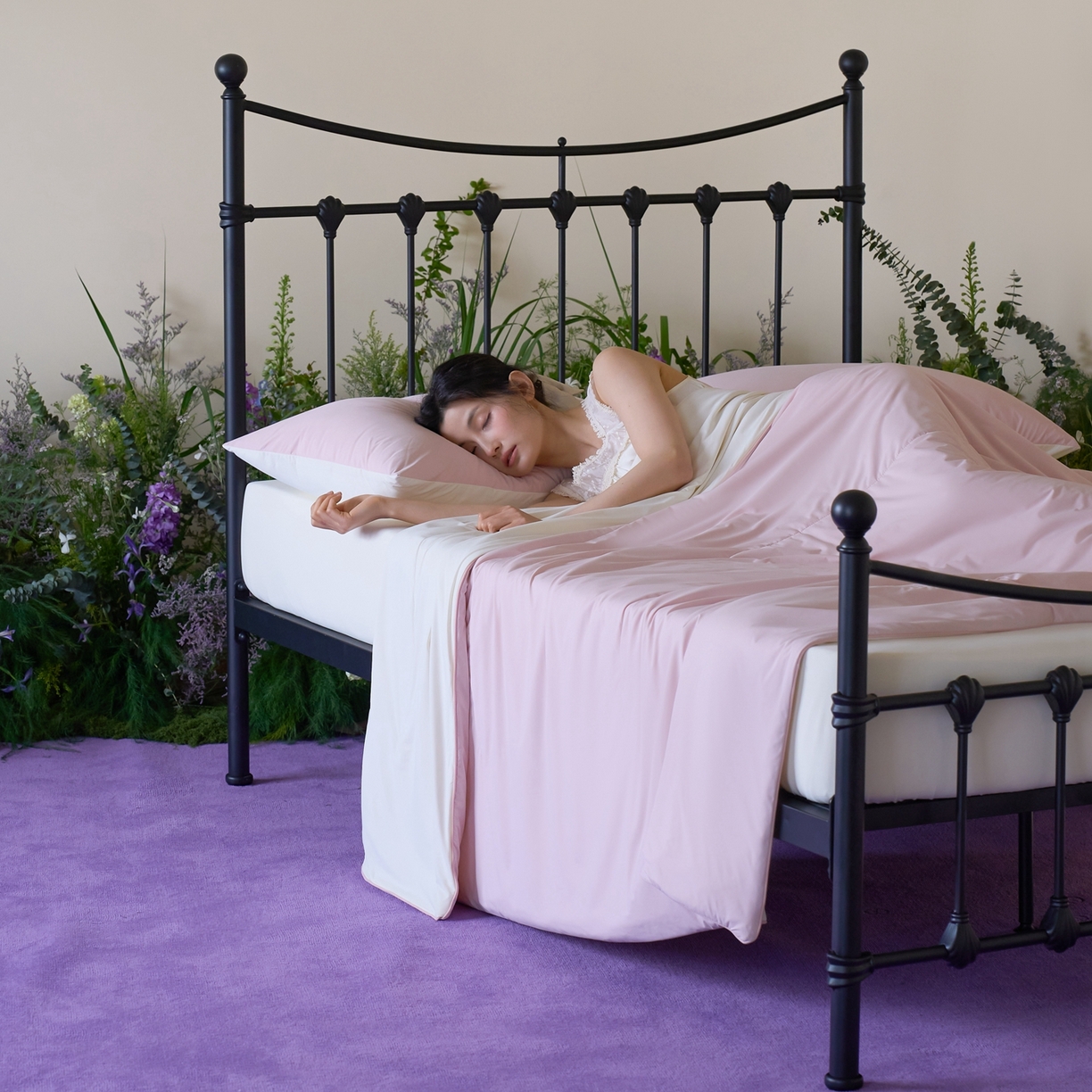 91家纺网 家纺一手货源 找家纺 觅糖家纺 2026新款甜梦薰衣草凉感夏被 贝壳粉