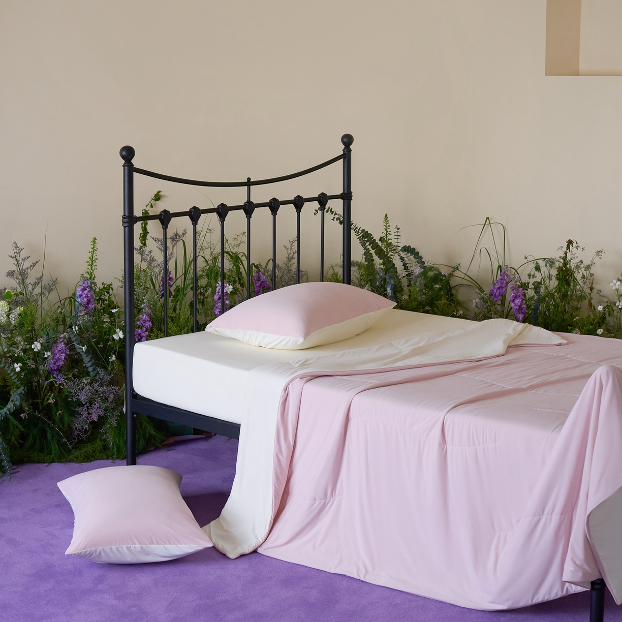 91家纺网 家纺一手货源 找家纺 觅糖家纺 2026新款甜梦薰衣草凉感夏被 贝壳粉