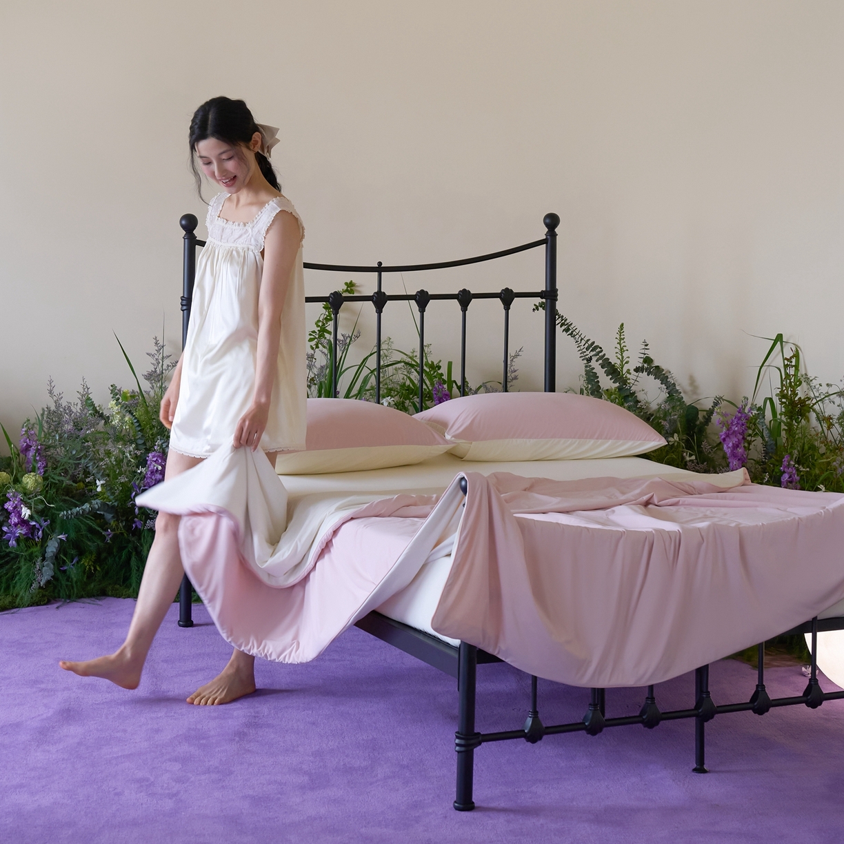 91家纺网 家纺一手货源 找家纺 觅糖家纺 2026新款甜梦薰衣草凉感夏被 贝壳粉