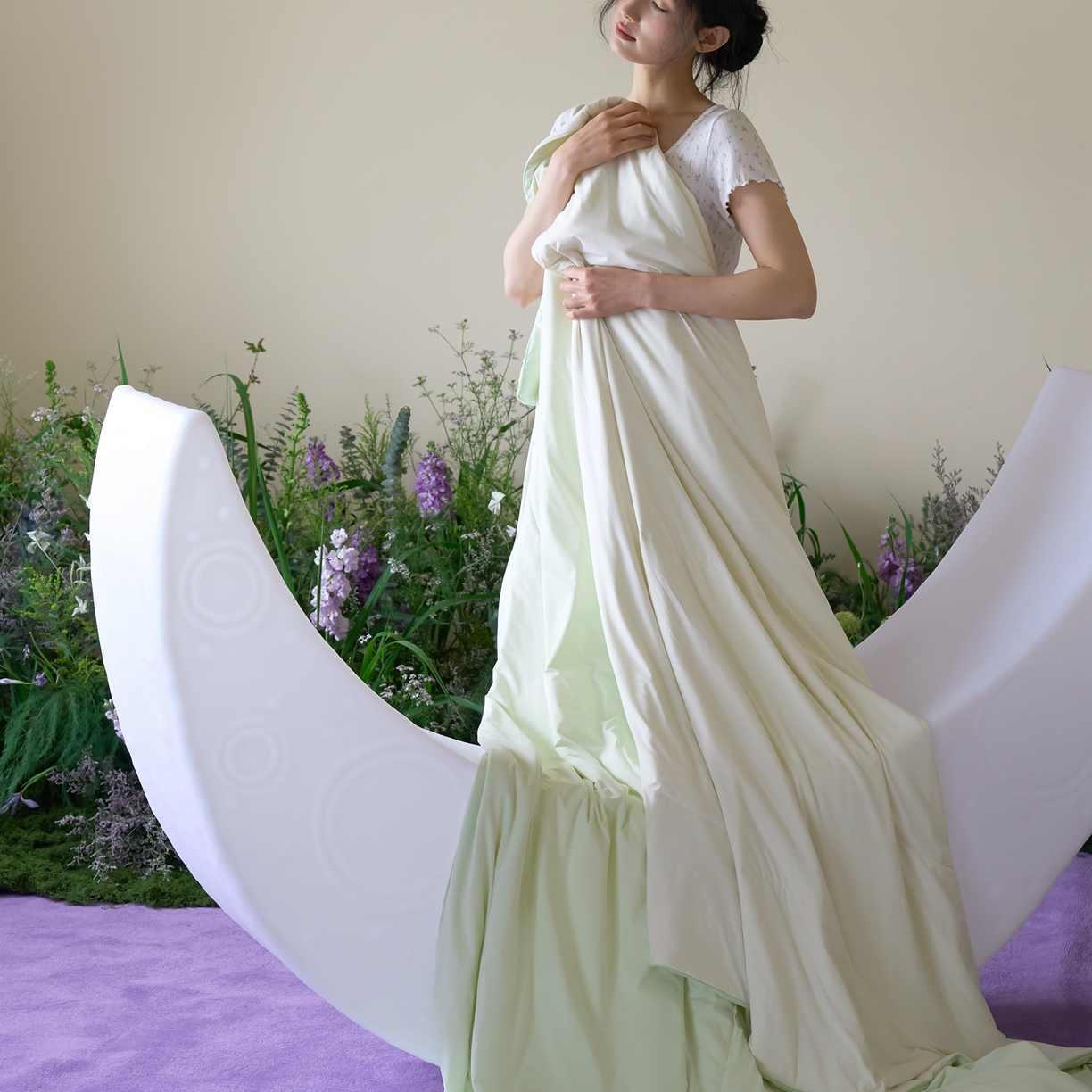 91家纺网 家纺一手货源 找家纺 觅糖家纺 2026新款甜梦薰衣草凉感夏被 奶豆绿