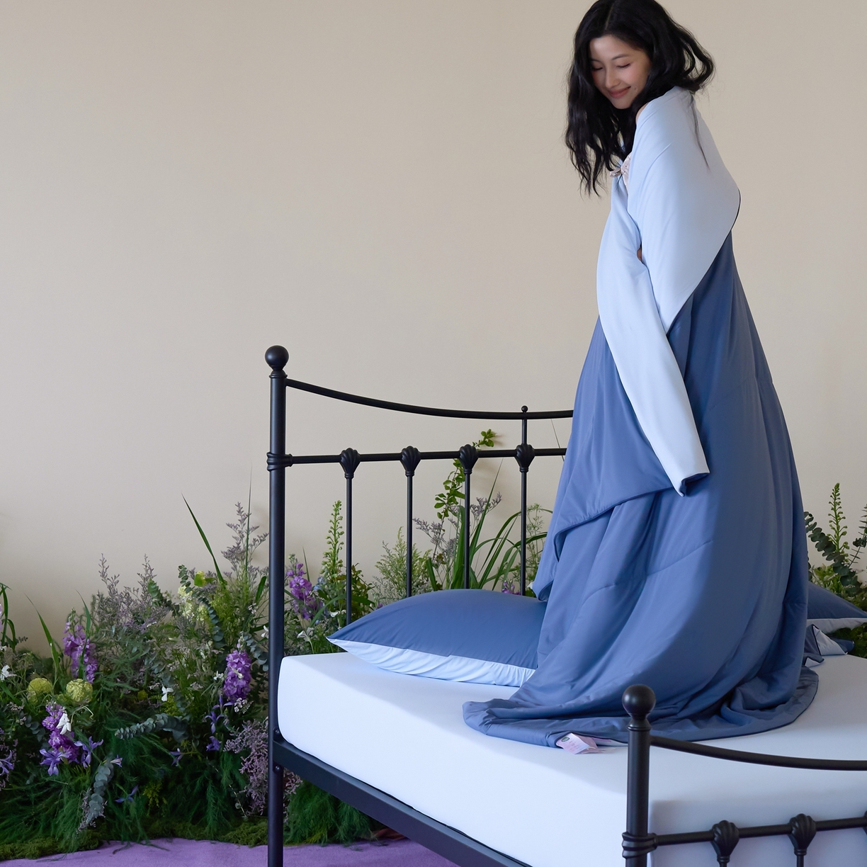 91家纺网 家纺一手货源 找家纺 觅糖家纺 2026新款甜梦薰衣草凉感夏被 蓝调