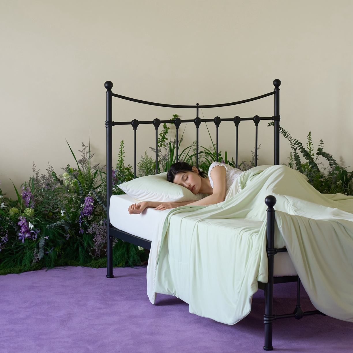 91家纺网 家纺一手货源 找家纺 觅糖家纺 2026新款甜梦薰衣草凉感夏被 奶豆绿