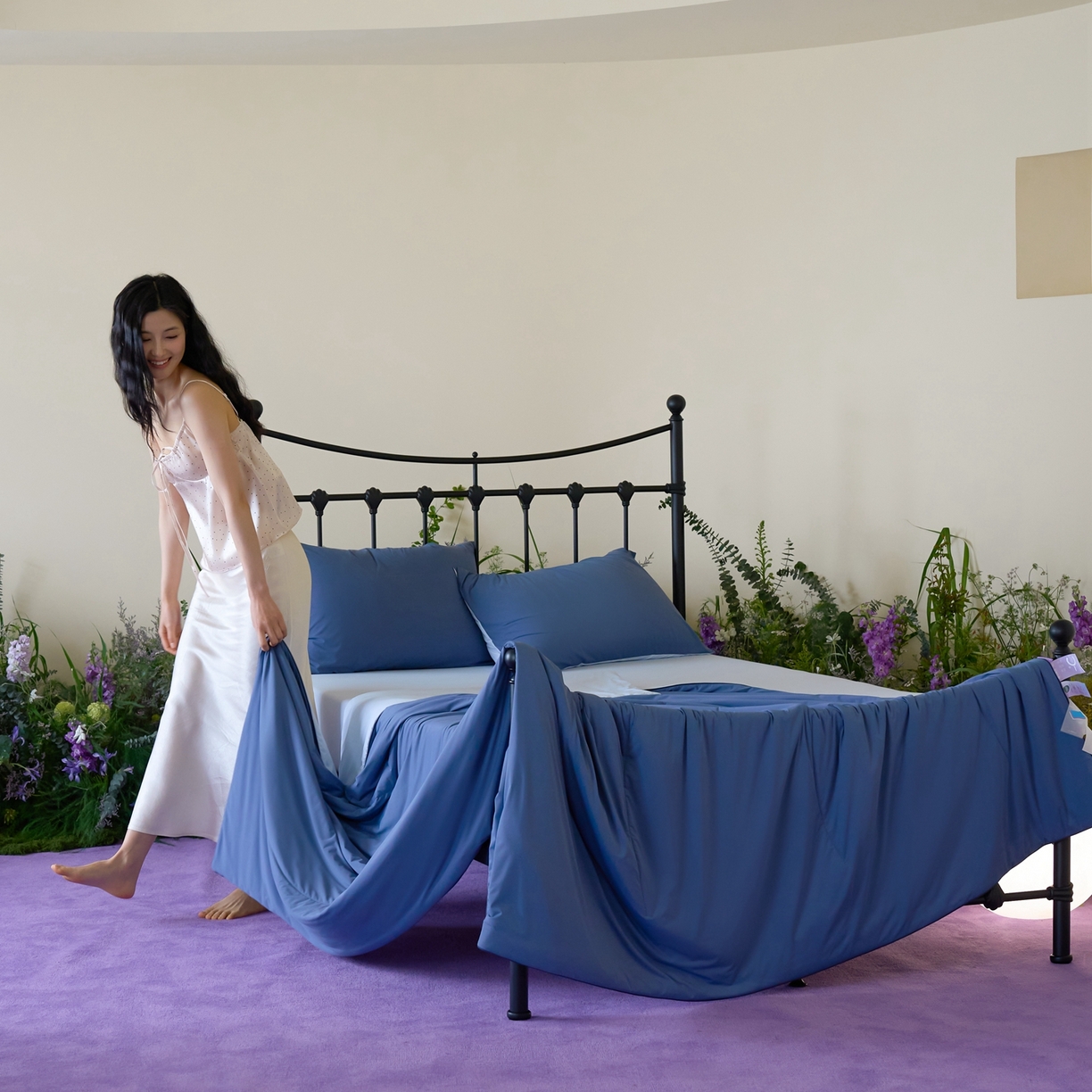 91家纺网 家纺一手货源 找家纺 觅糖家纺 2026新款甜梦薰衣草凉感夏被 蓝调