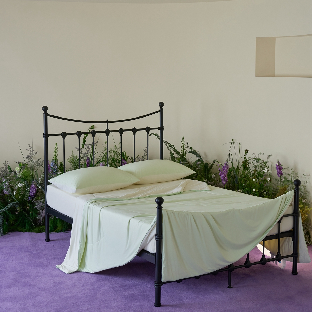 91家纺网 家纺一手货源 找家纺 觅糖家纺 2026新款甜梦薰衣草凉感夏被 奶豆绿