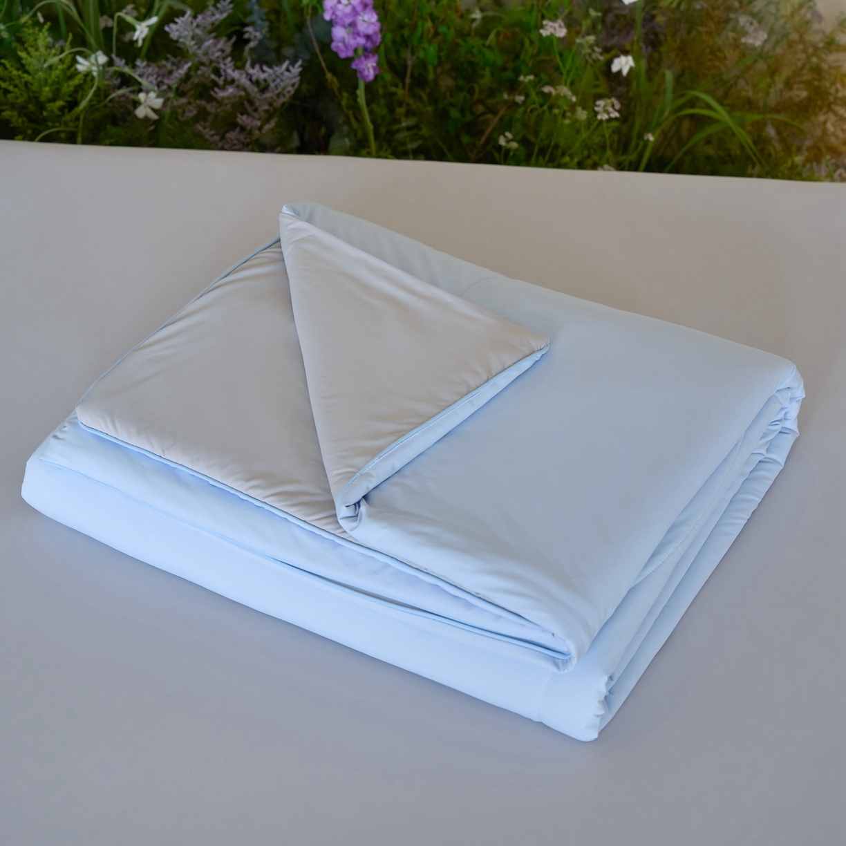 91家纺网 家纺一手货源 找家纺 觅糖家纺 2026新款甜梦薰衣草凉感夏被 冰蓝灰