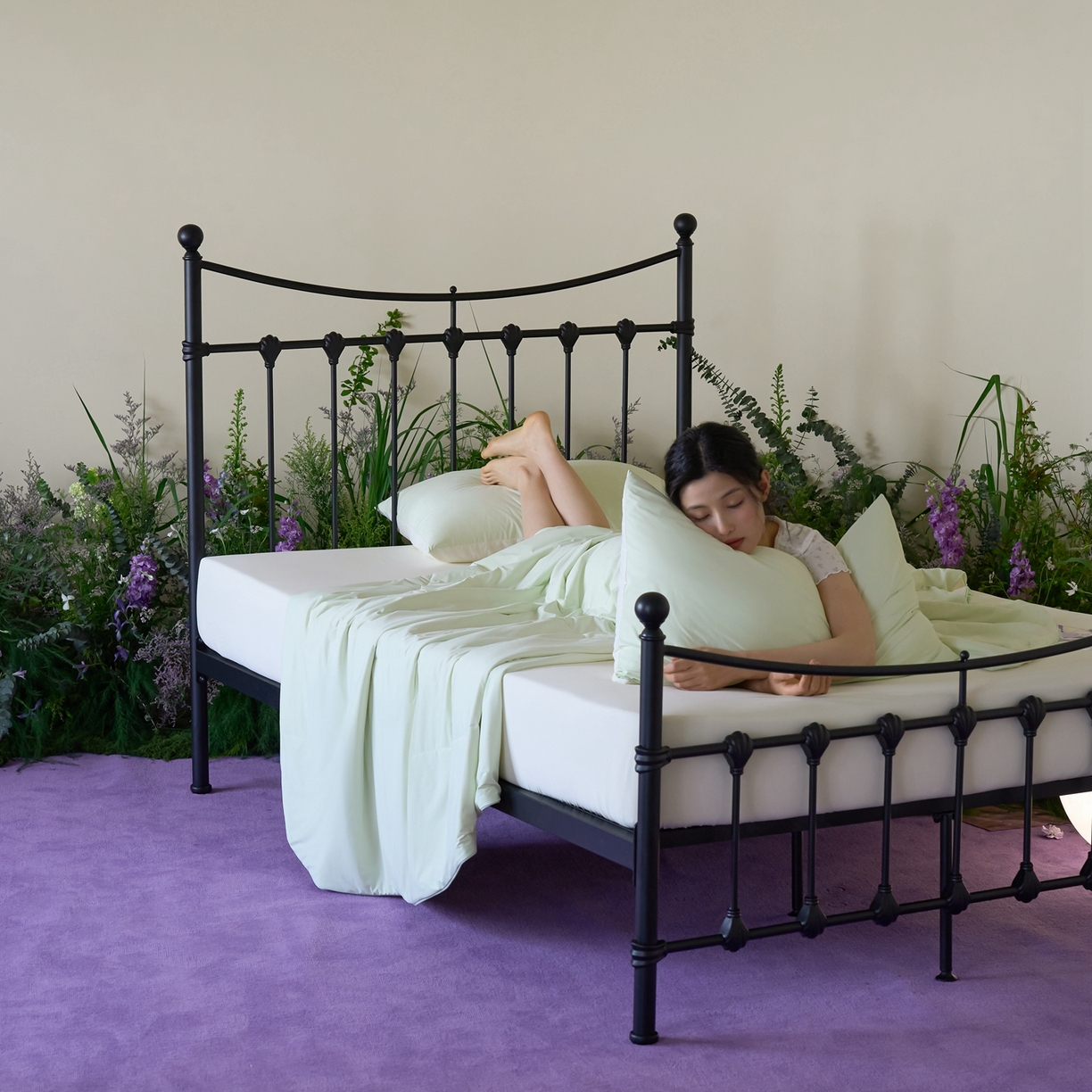 91家纺网 家纺一手货源 找家纺 觅糖家纺 2026新款甜梦薰衣草凉感夏被 奶豆绿