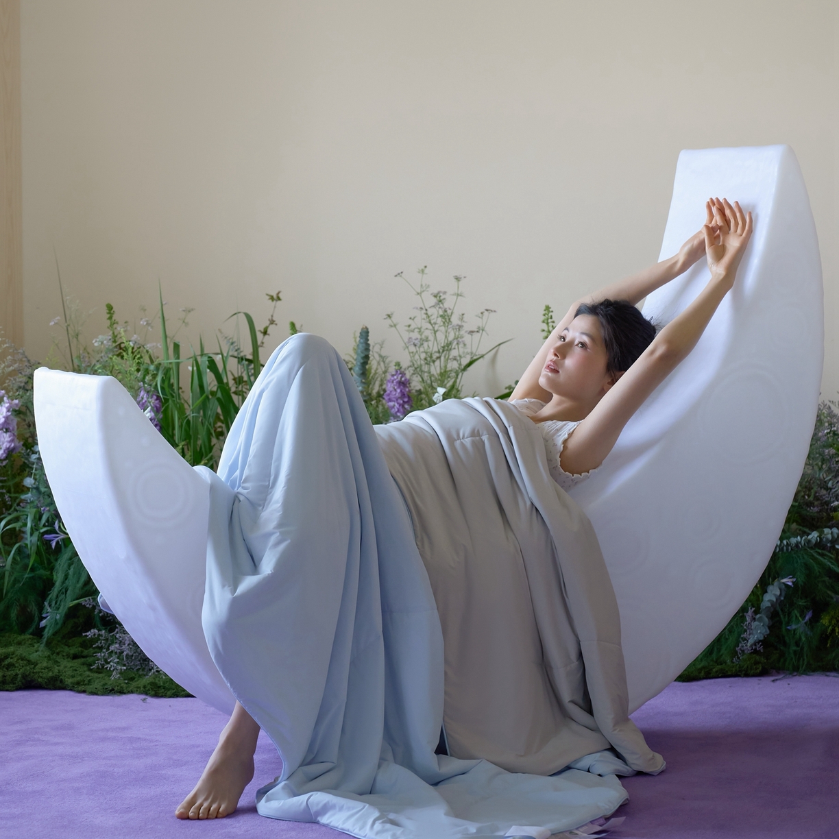 觅糖家纺 2026新款甜梦薰衣草凉感夏被 冰蓝灰