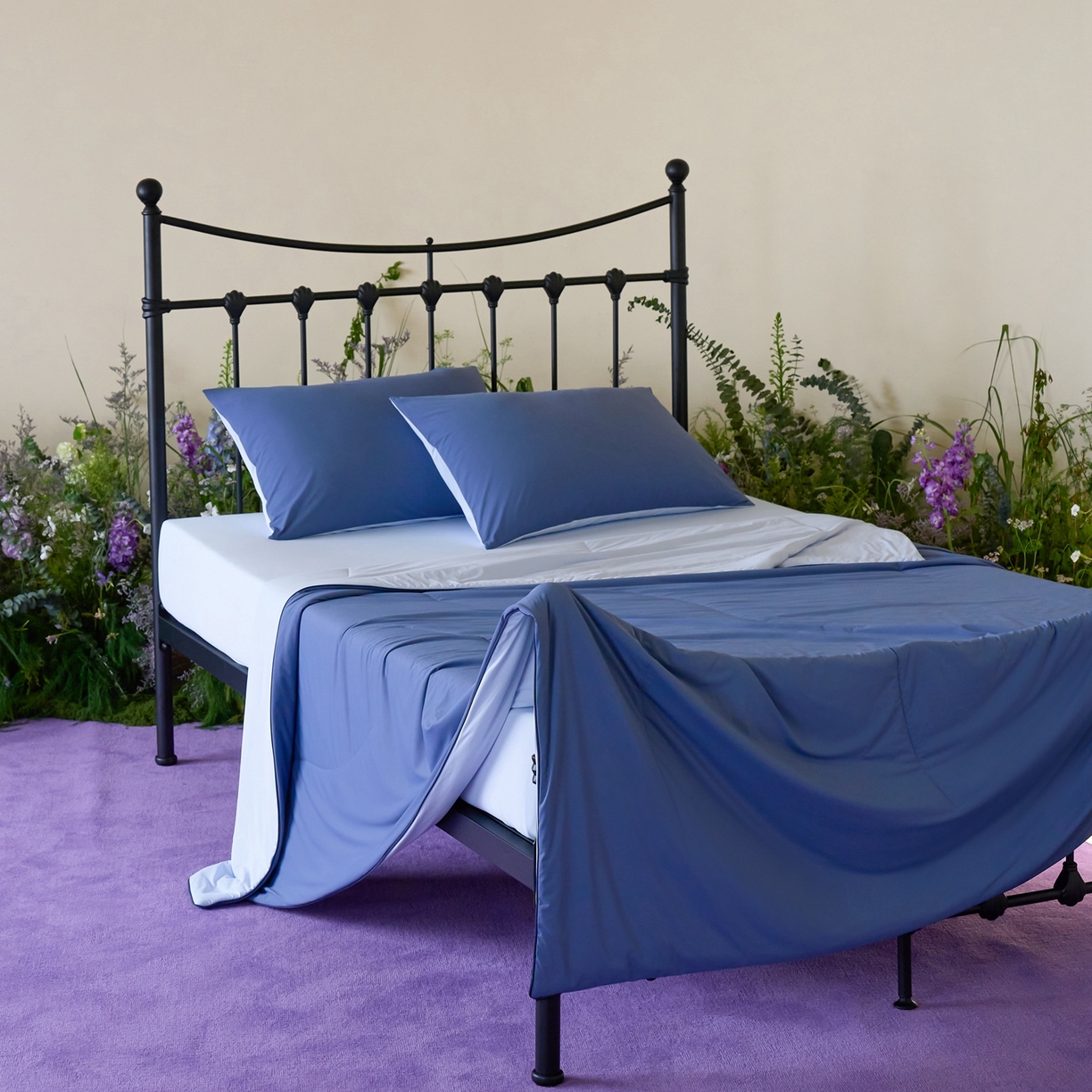 91家纺网 家纺一手货源 找家纺 觅糖家纺 2026新款甜梦薰衣草凉感夏被 蓝调