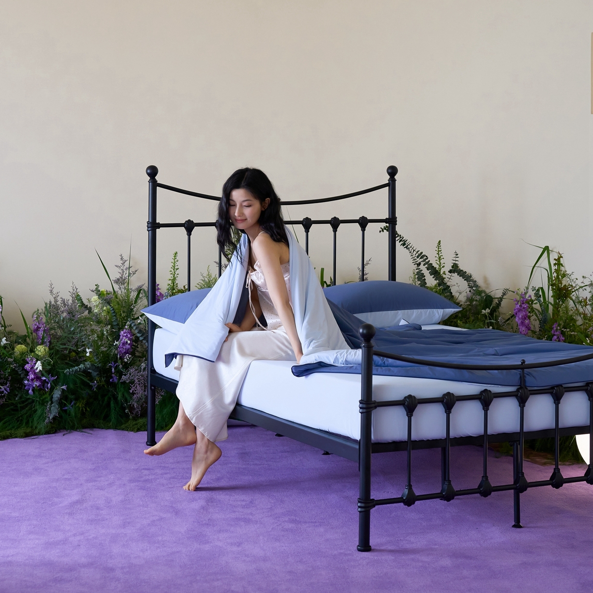 91家纺网 家纺一手货源 找家纺 觅糖家纺 2026新款甜梦薰衣草凉感夏被 蓝调