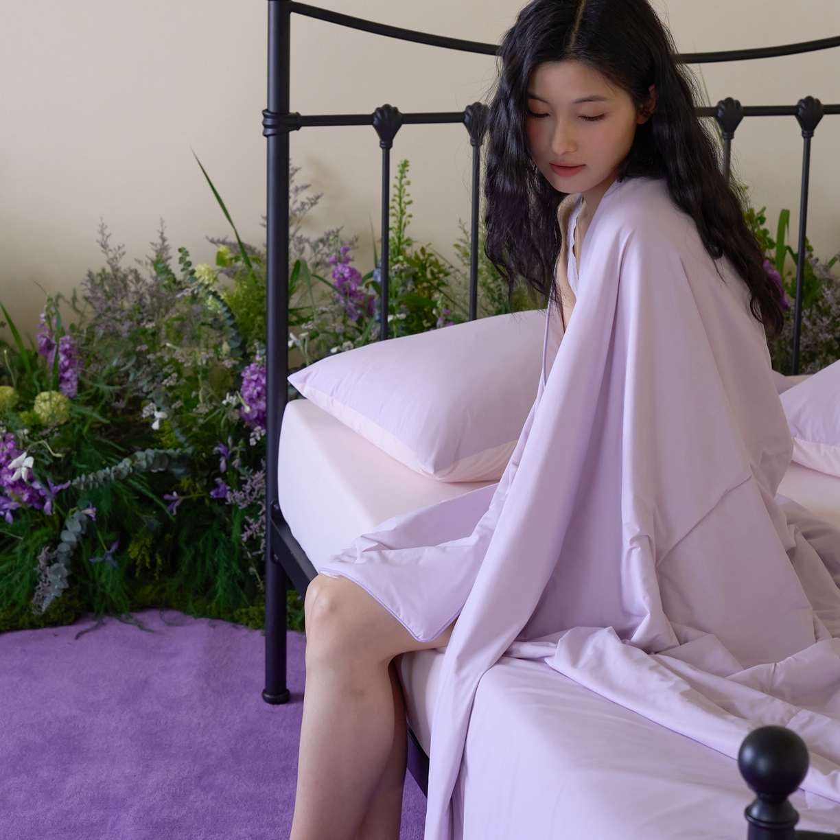 91家纺网 家纺一手货源 找家纺 觅糖家纺 2026新款甜梦薰衣草凉感夏被 绝绝紫