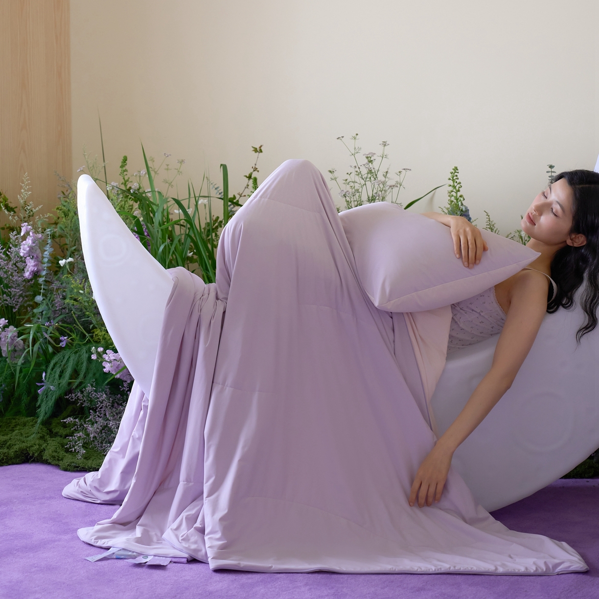 91家纺网 家纺一手货源 找家纺 觅糖家纺 2026新款甜梦薰衣草凉感夏被 绝绝紫