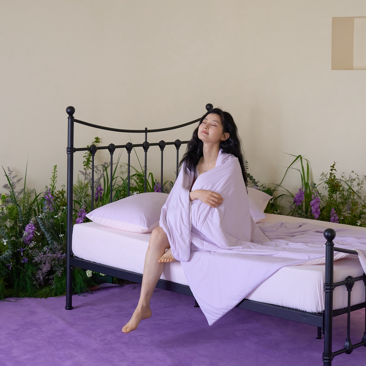 91家纺网 家纺一手货源 找家纺 觅糖家纺 2026新款甜梦薰衣草凉感夏被 绝绝紫