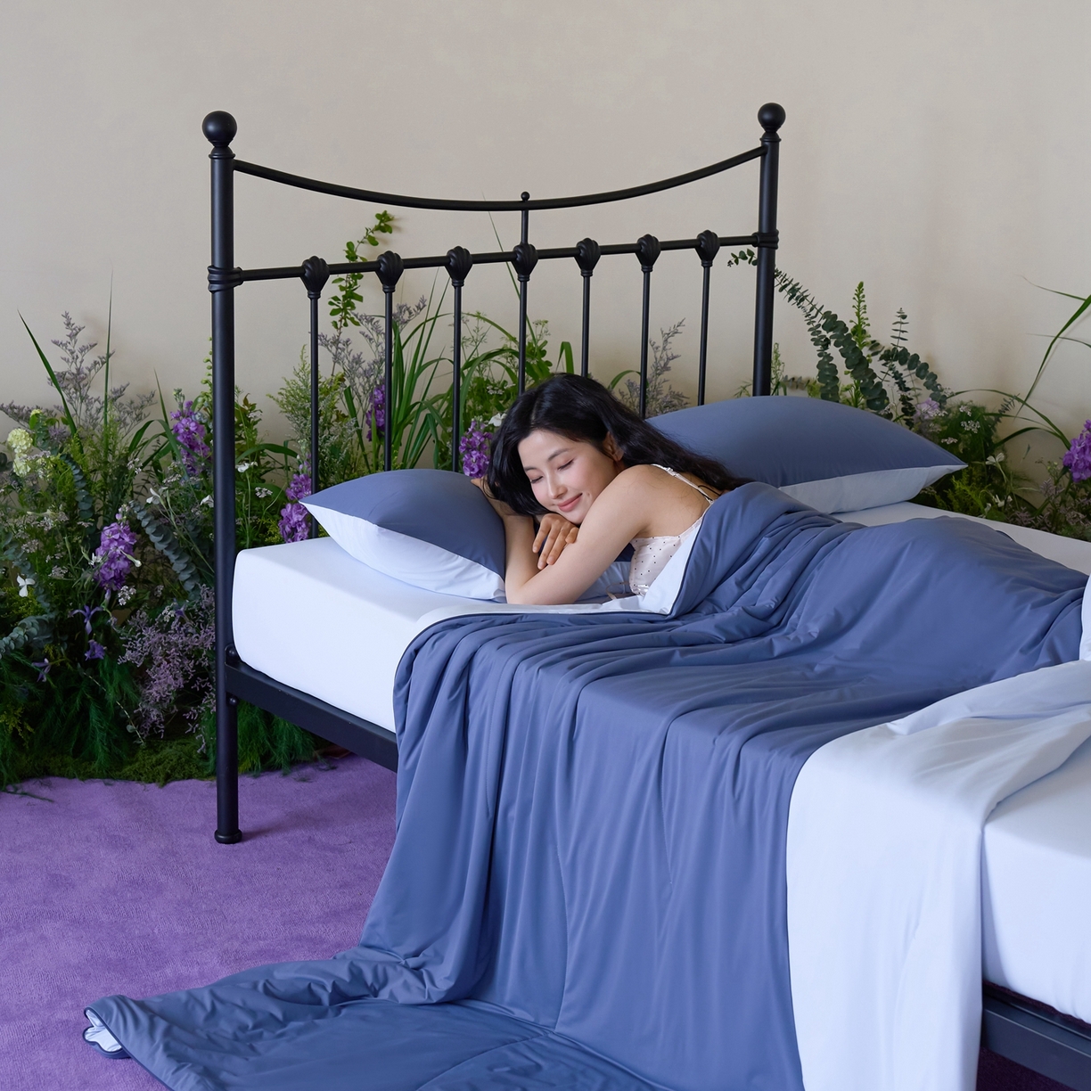 91家纺网 家纺一手货源 找家纺 觅糖家纺 2026新款甜梦薰衣草凉感夏被 蓝调