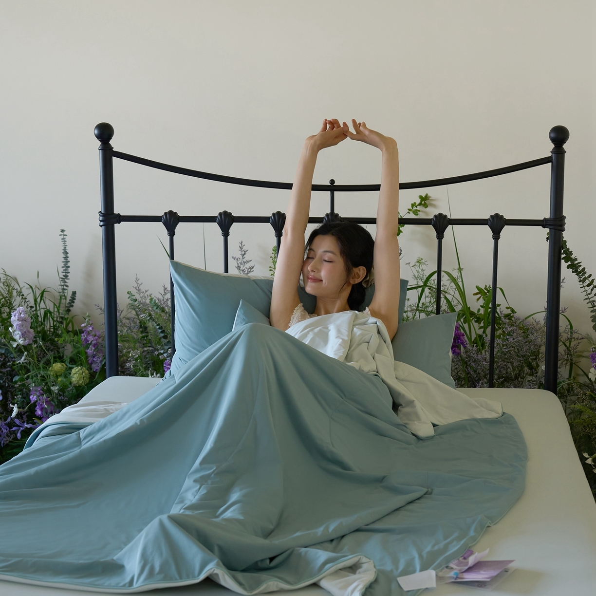 91家纺网 家纺一手货源 找家纺 觅糖家纺 2026新款甜梦薰衣草凉感夏被 松柏绿