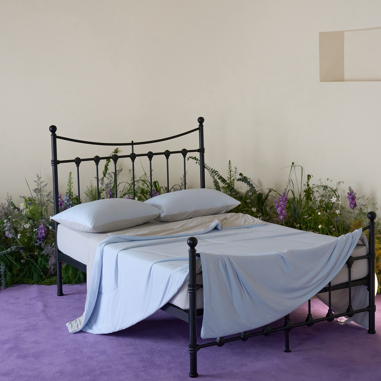 91家纺网 家纺一手货源 找家纺 觅糖家纺 2026新款甜梦薰衣草凉感夏被 冰蓝灰