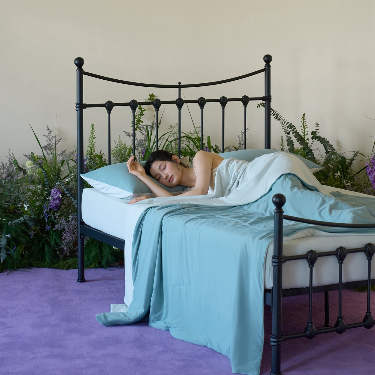 91家纺网 家纺一手货源 找家纺 觅糖家纺 2026新款甜梦薰衣草凉感夏被 松柏绿