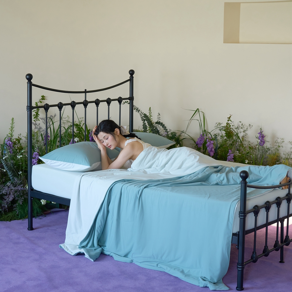 91家纺网 家纺一手货源 找家纺 觅糖家纺 2026新款甜梦薰衣草凉感夏被 松柏绿