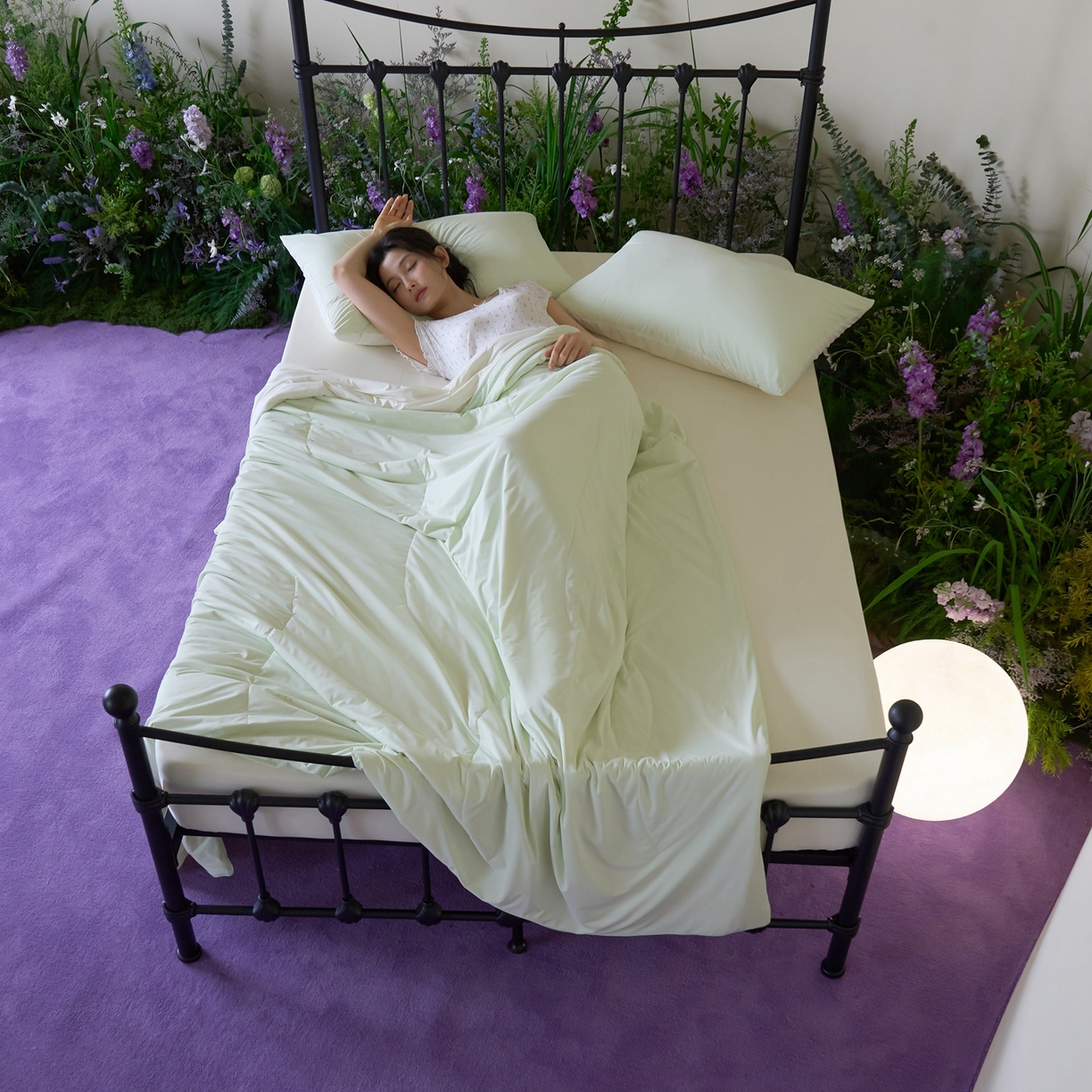 91家纺网 家纺一手货源 找家纺 觅糖家纺 2026新款甜梦薰衣草凉感夏被 奶豆绿