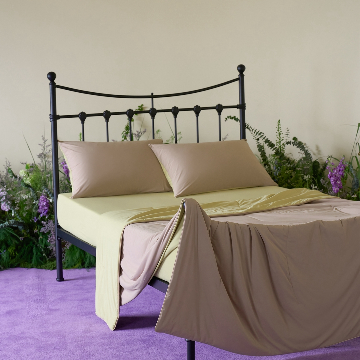 91家纺网 家纺一手货源 找家纺 觅糖家纺 2026新款甜梦薰衣草凉感夏被 摩卡奶咖