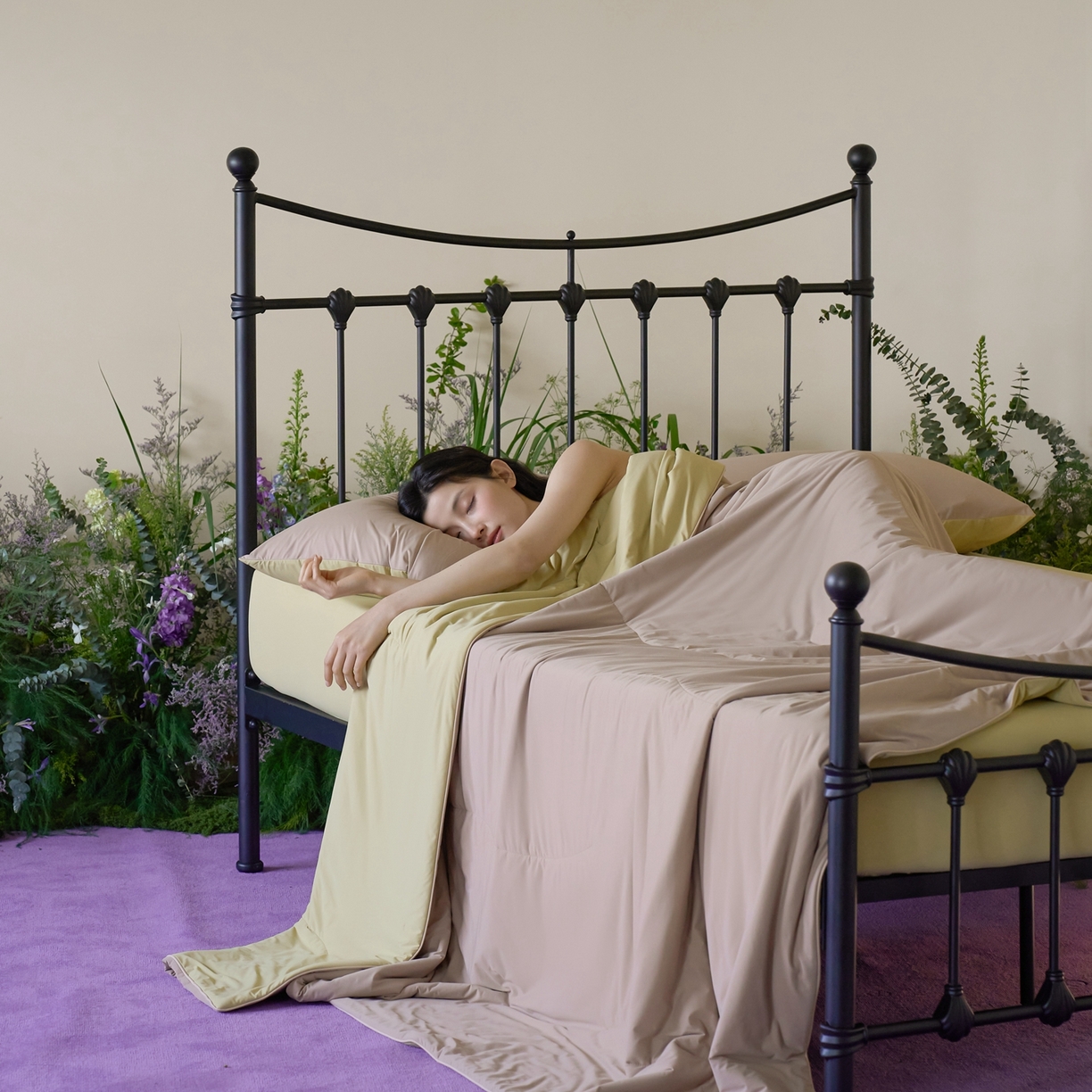 91家纺网 家纺一手货源 找家纺 觅糖家纺 2026新款甜梦薰衣草凉感夏被 摩卡奶咖