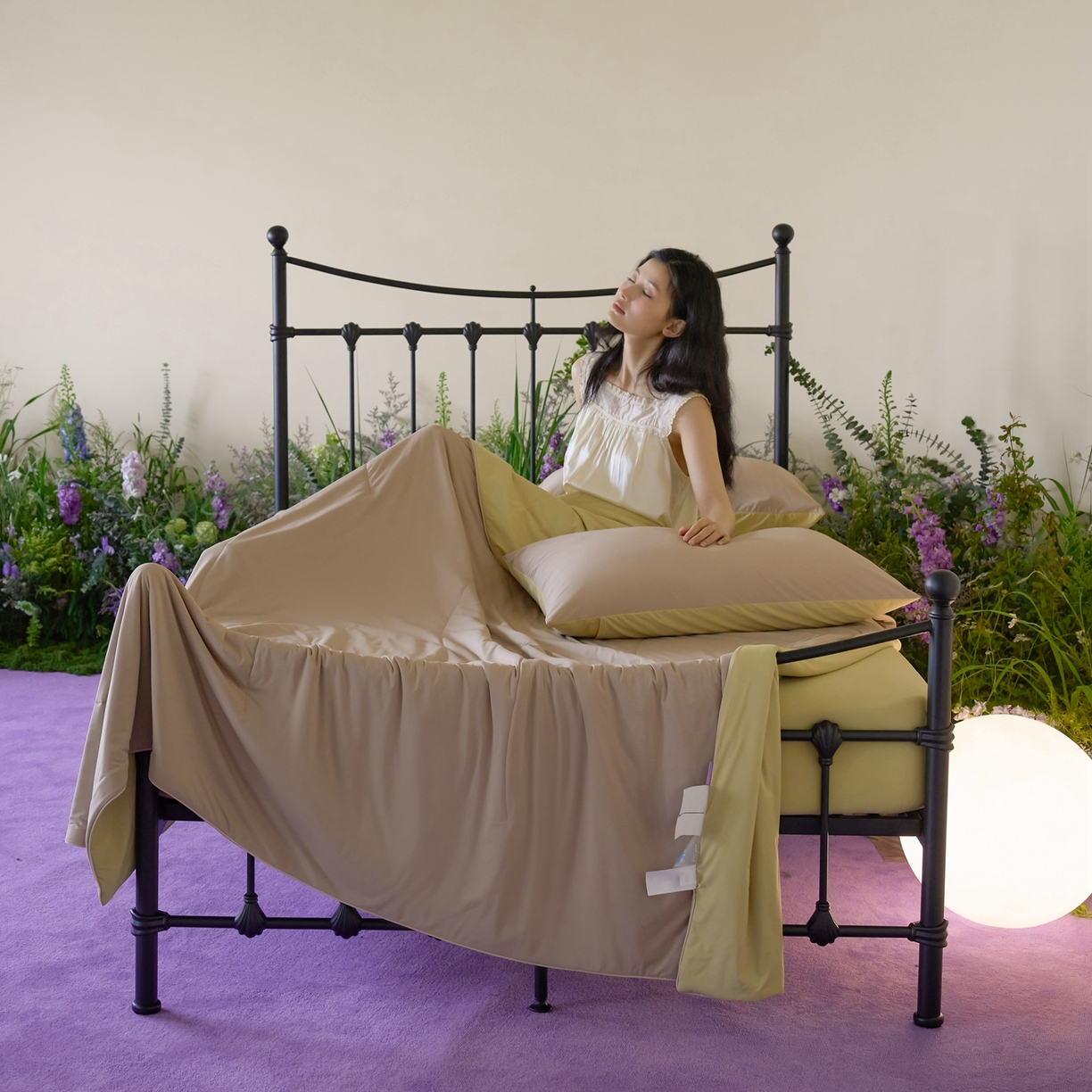 91家纺网 家纺一手货源 找家纺 觅糖家纺 2026新款甜梦薰衣草凉感夏被 摩卡奶咖