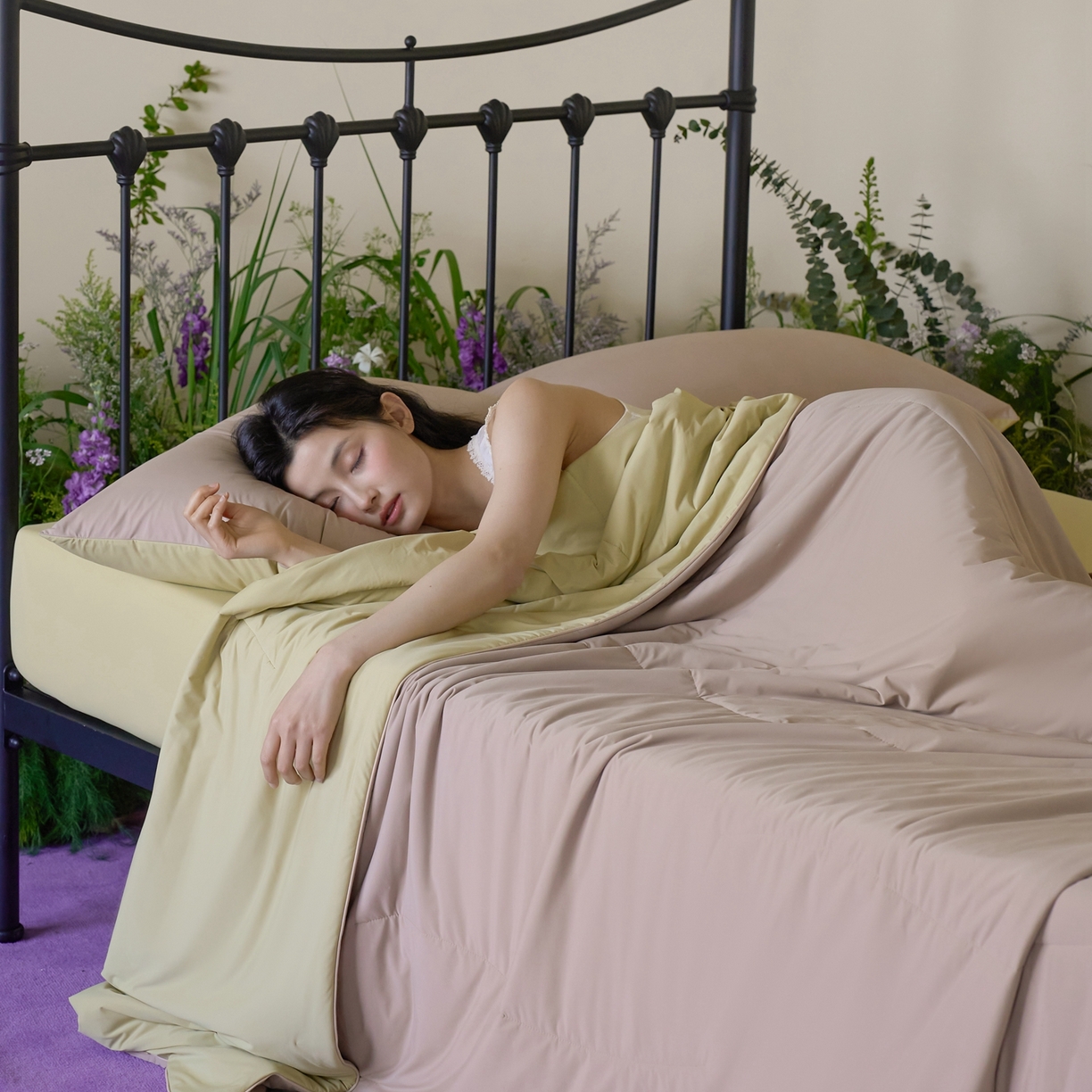 91家纺网 家纺一手货源 找家纺 觅糖家纺 2026新款甜梦薰衣草凉感夏被 摩卡奶咖