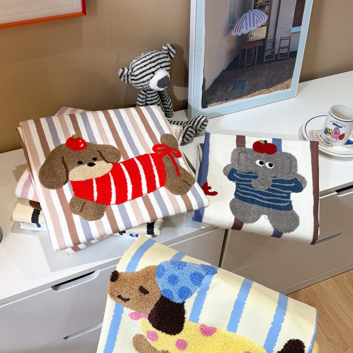 91家纺网 家纺一手货源 找家纺 （总）觅糖家纺 2026新款大版卡通毛巾绣老粗布凉席席子系列