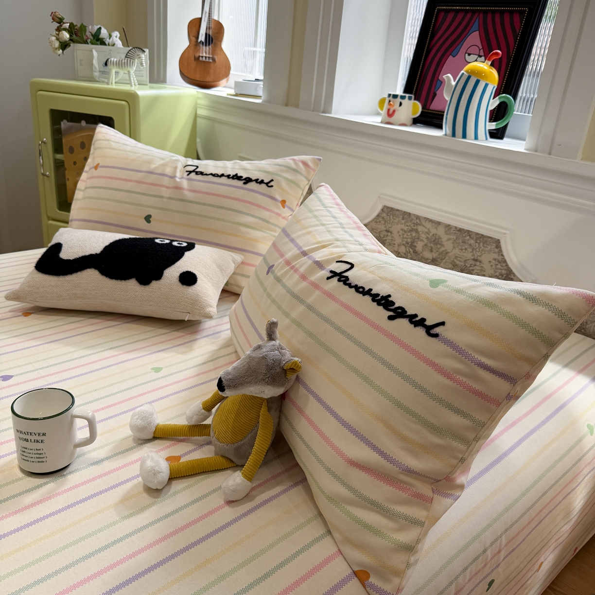 91家纺网 家纺一手货源 找家纺 觅糖家纺 2026新款大版卡通毛巾绣老粗布凉席席子系列 好梦少女