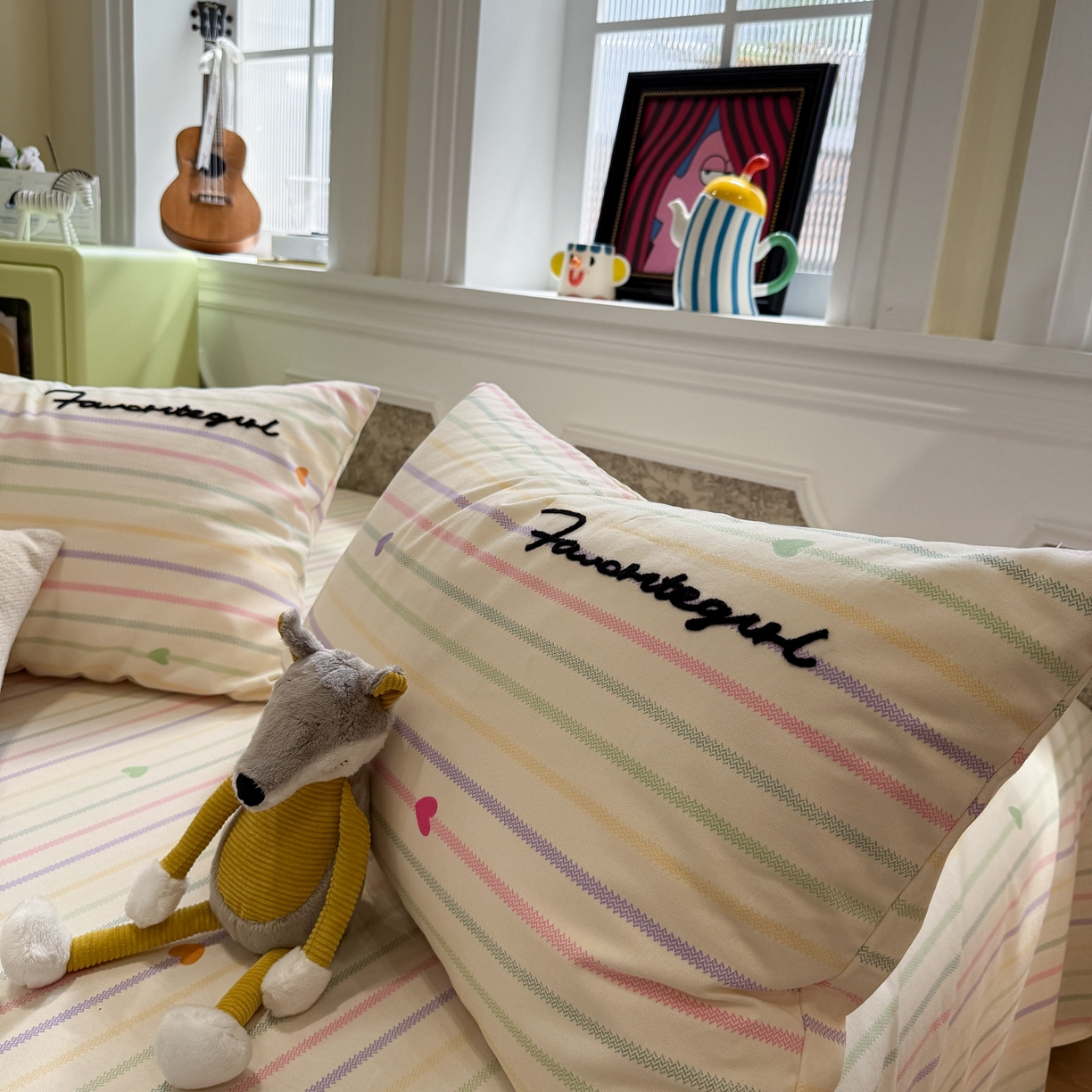 91家纺网 家纺一手货源 找家纺 觅糖家纺 2026新款大版卡通毛巾绣老粗布凉席席子系列 好梦少女