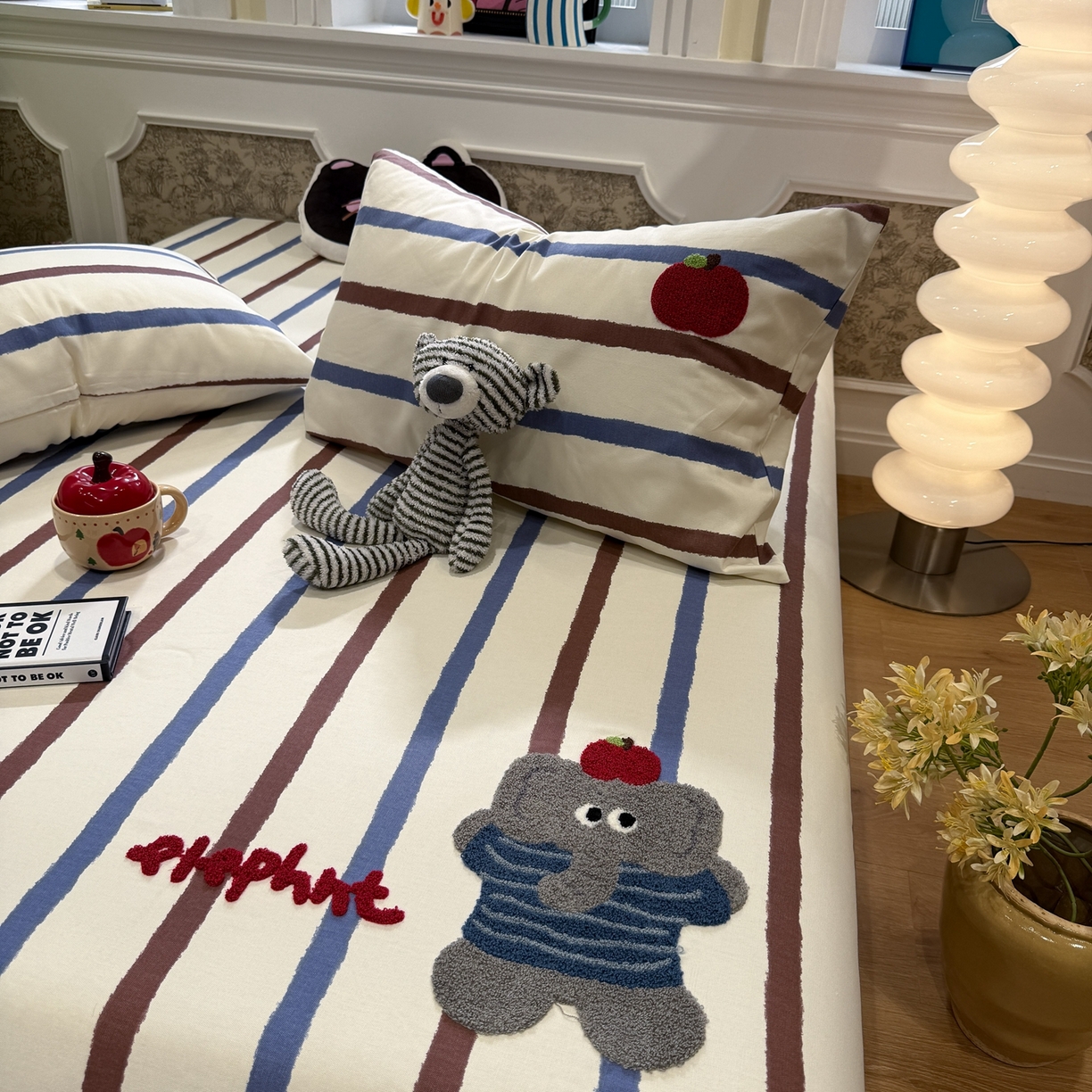 91家纺网 家纺一手货源 找家纺 觅糖家纺 2026新款大版卡通毛巾绣老粗布凉席席子系列 调皮小象